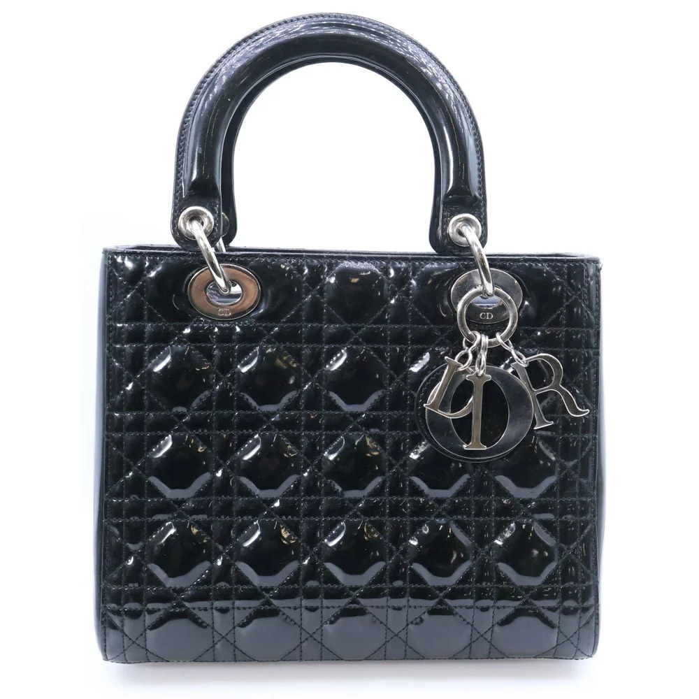 Christian Dior Lady handbag black Patent Vernis leather